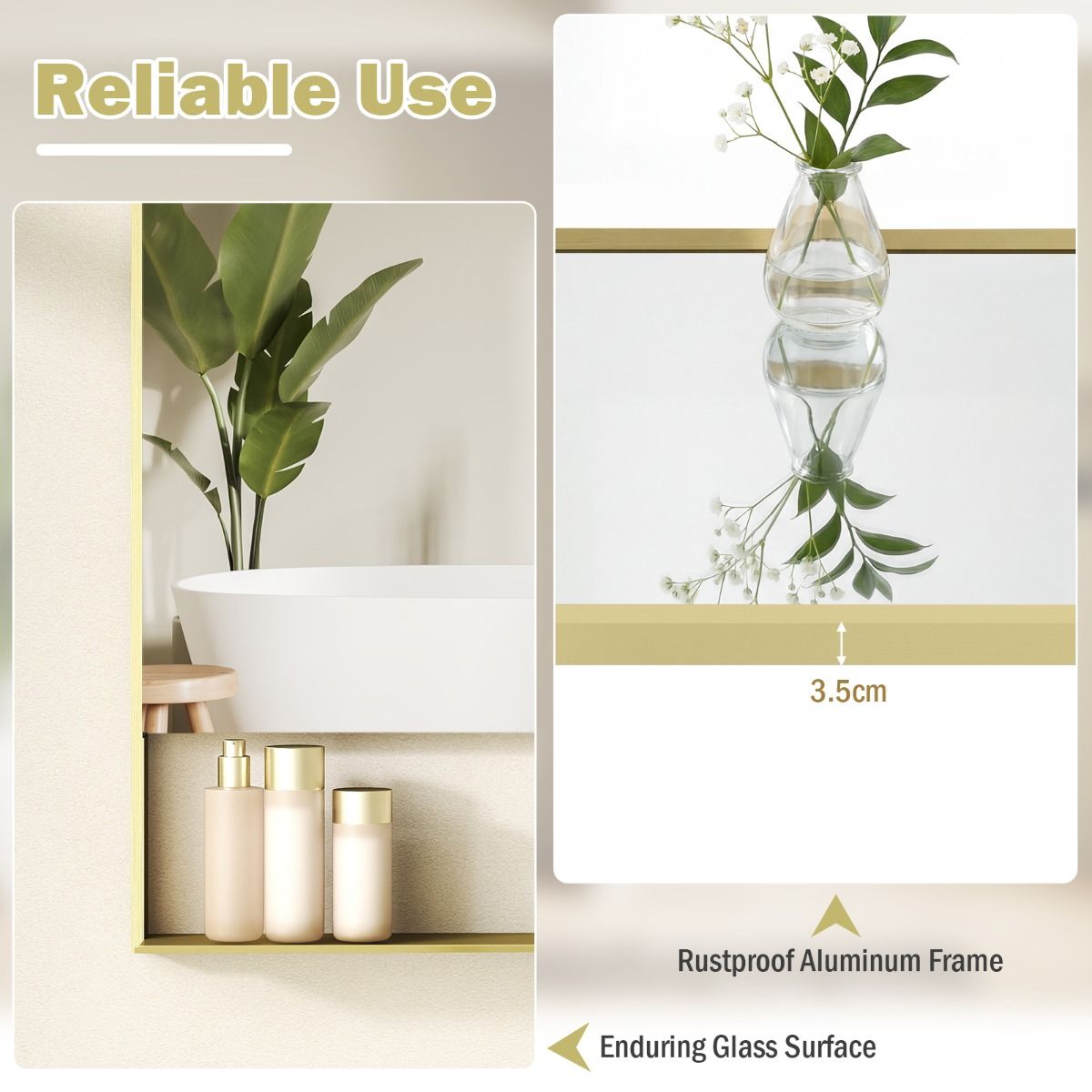 LED Bathroom Mirror with Anti-Fog Function and Adjustable Brightness
