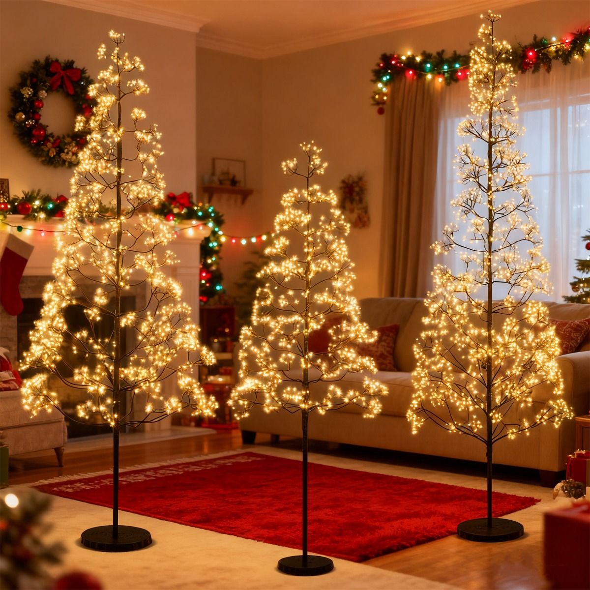 1.5M Lighted Alpine Tree with 1000 Warm LED Lights and Weighted Base