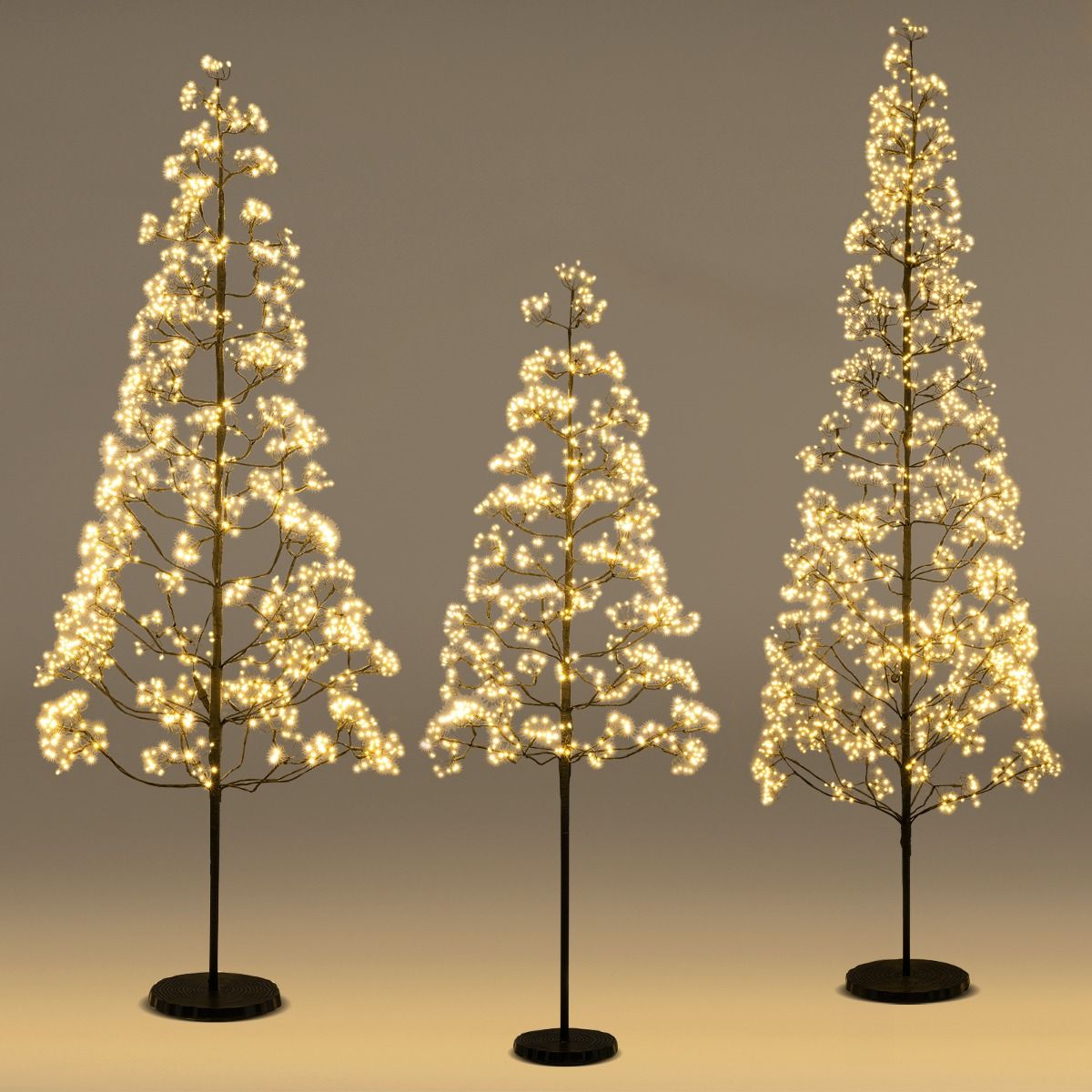 1.5M Lighted Alpine Tree with 1000 Warm LED Lights and Weighted Base