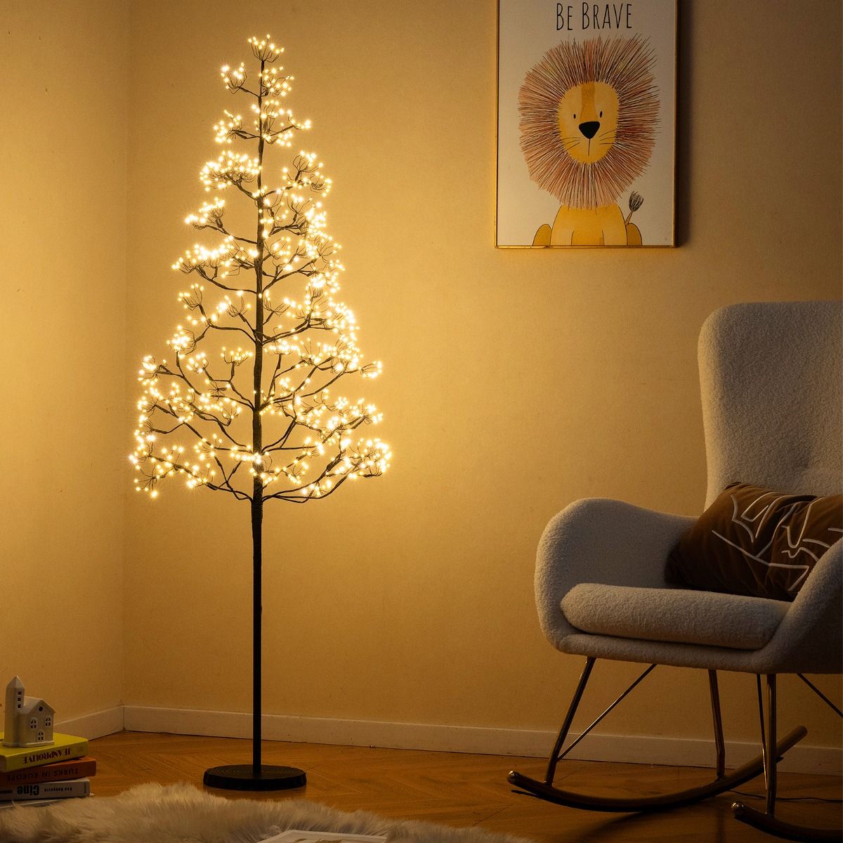 1.5M Lighted Alpine Tree with 1000 Warm LED Lights and Weighted Base