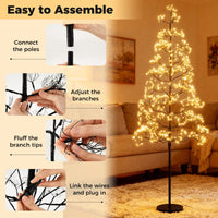 1.5M Lighted Alpine Tree with 1000 Warm LED Lights and Weighted Base