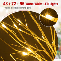 Lighted Birch Tree Set of 3 1.2/1.5/1.8M Pre-Lit Artificial Christmas Tree with 216 Warm White LED Lights