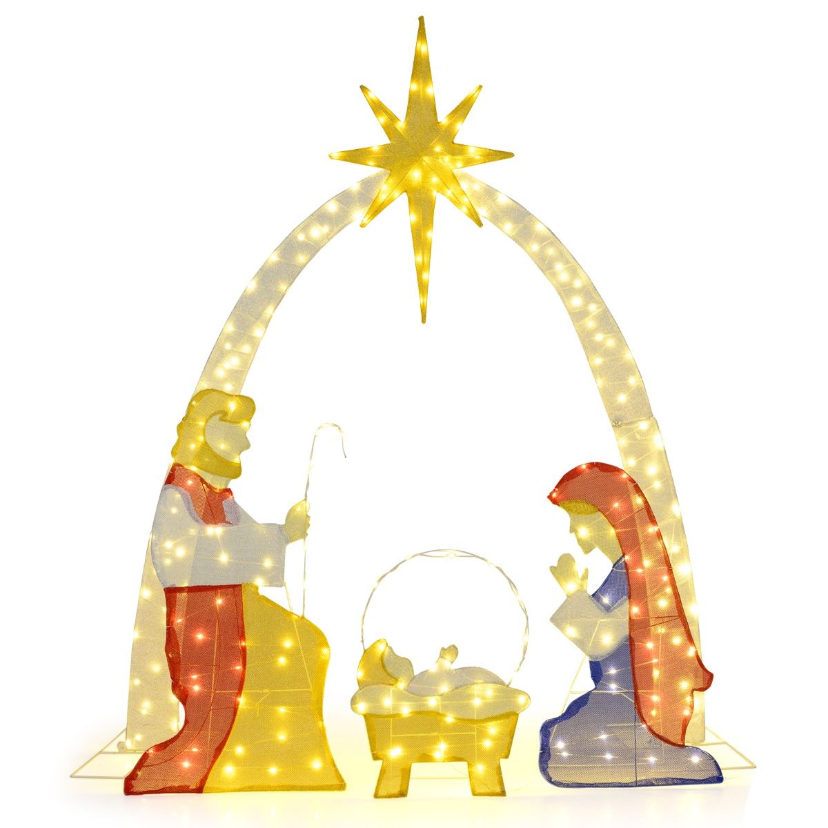 1.8m Lighted Nativity Scene with 240 Warm White LED Lights