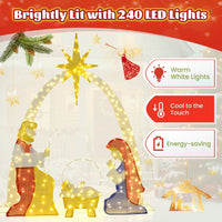 1.8m Lighted Nativity Scene with 240 Warm White LED Lights