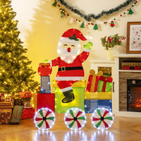 Lighted Santa on Train Christmas Decoration Indoor Outdoor 2D Santa Claus