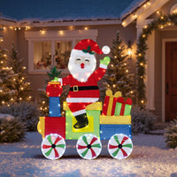 Lighted Santa on Train Christmas Decoration Indoor Outdoor 2D Santa Claus