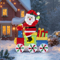 Lighted Santa on Train Christmas Decoration Indoor Outdoor 2D Santa Claus