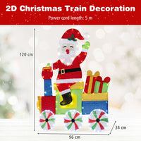 Lighted Santa on Train Christmas Decoration Indoor Outdoor 2D Santa Claus