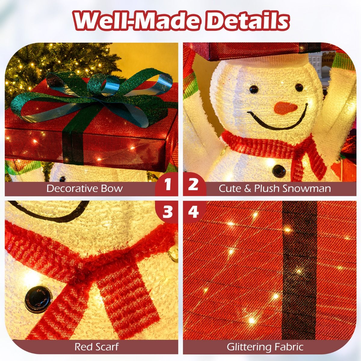 Lighted Snowman in Gift Box Christmas Decoration with 100 LED Lights