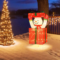 Lighted Snowman in Gift Box Christmas Decoration with 100 LED Lights
