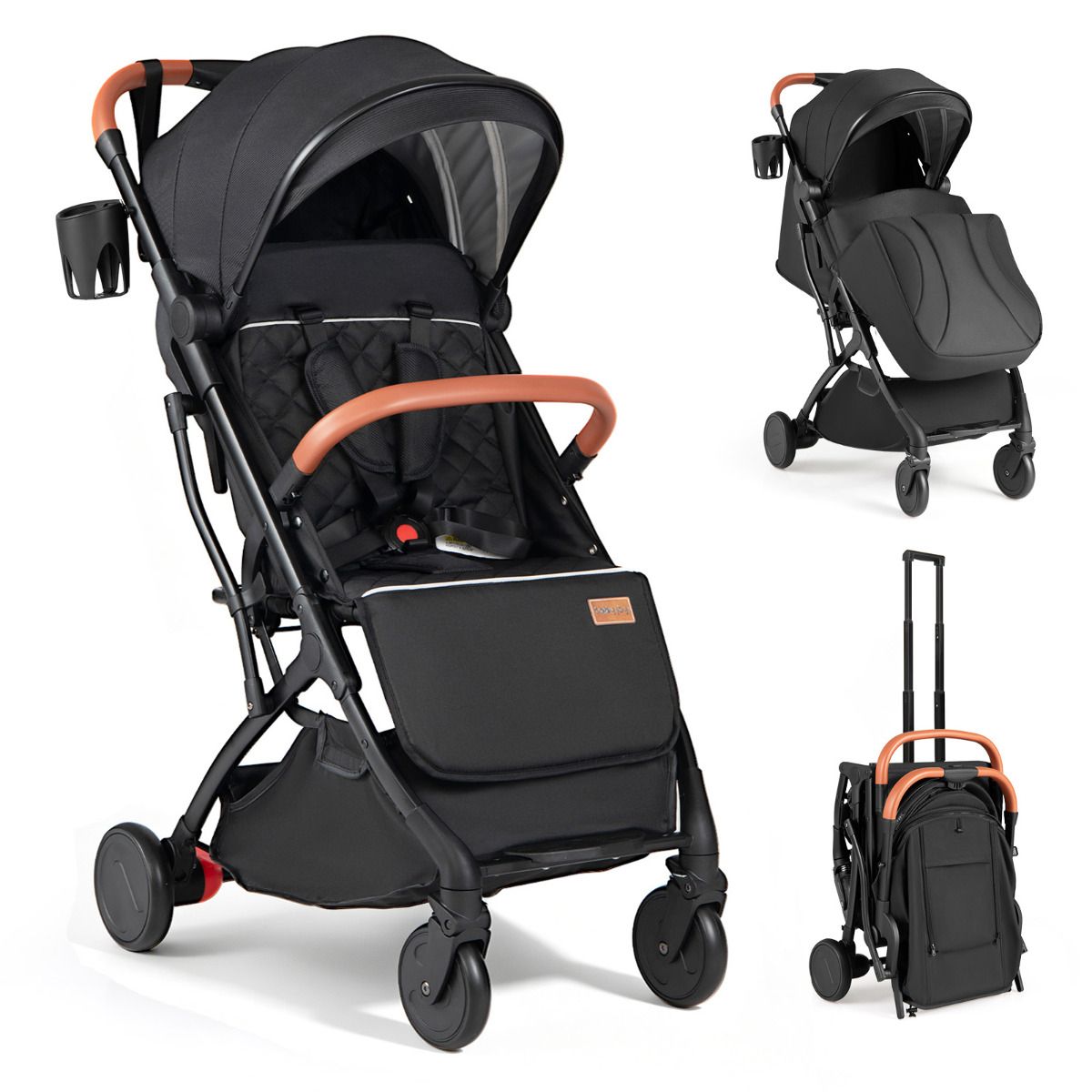 Lightweight Baby Stroller with Adjustable Backrest and Footmuff
