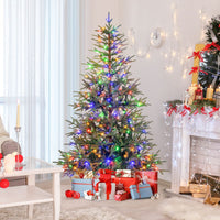 1.8/2.1M Pre-Lit Artificial Christmas Tree with 11 Light Modes 250/300 Warm White and Multicolored LED Lights