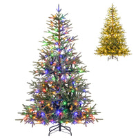 1.8/2.1M Pre-Lit Artificial Christmas Tree with 11 Light Modes 250/300 Warm White and Multicolored LED Lights