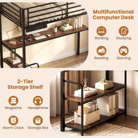 Loft Bed Single Size with Desk 2-in-1 Metal Loft Bed Frame with Charging Station
