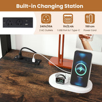 Loft Bed Single Size with Desk 2-in-1 Metal Loft Bed Frame with Charging Station