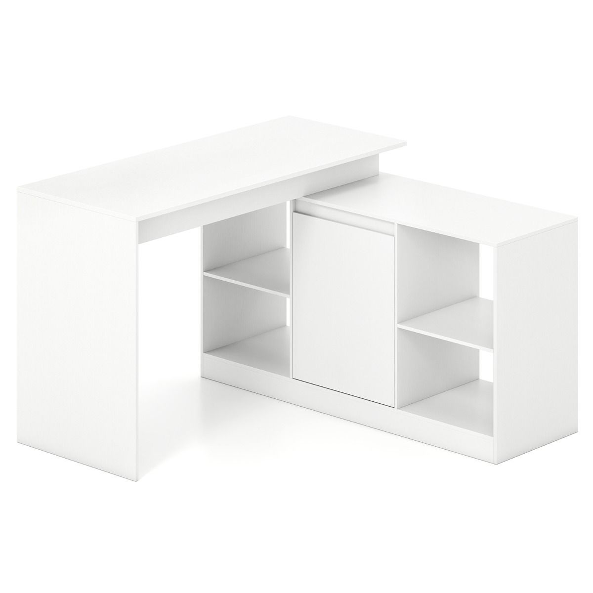 L-shaped Computer Desk Reversible Writing Desk with 4 Storage Compartments