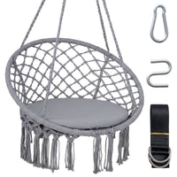 Macrame Swing Chair Hammock Chair with Round Seat Cushion