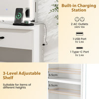 Makeup Table and Chair Set with 4 Drawers and Storage Shelves