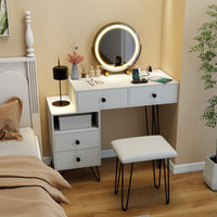Makeup Vanity Desk with Charging Station and Rotatable Mirror