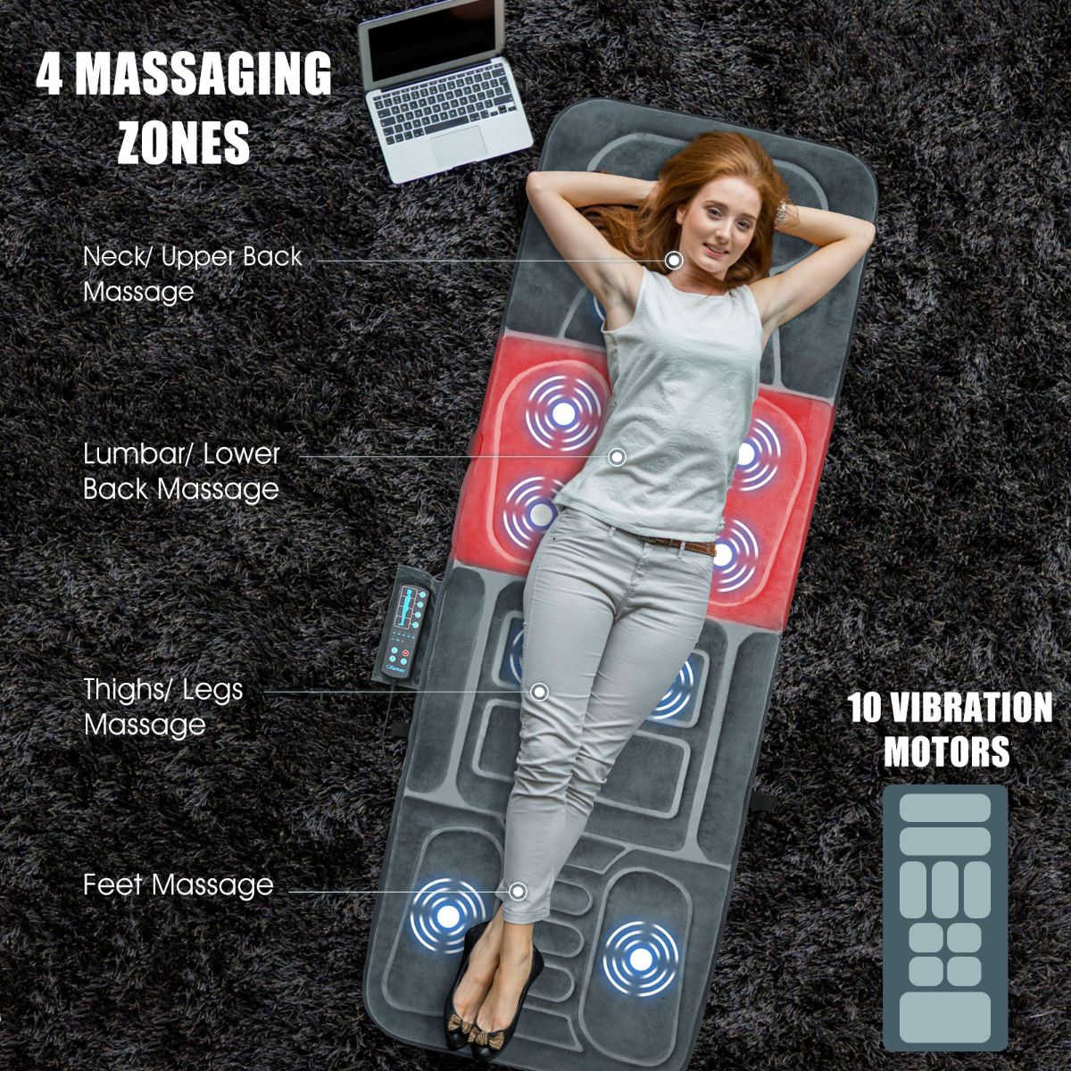 10 Motors Vibrating Massage Mat with Heat