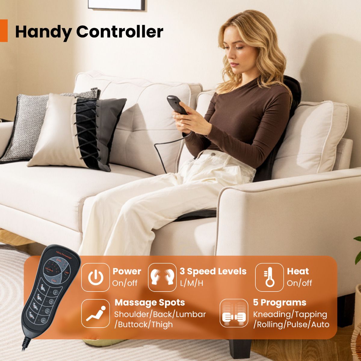 Electric Back Massage Seat Cushion with Heat