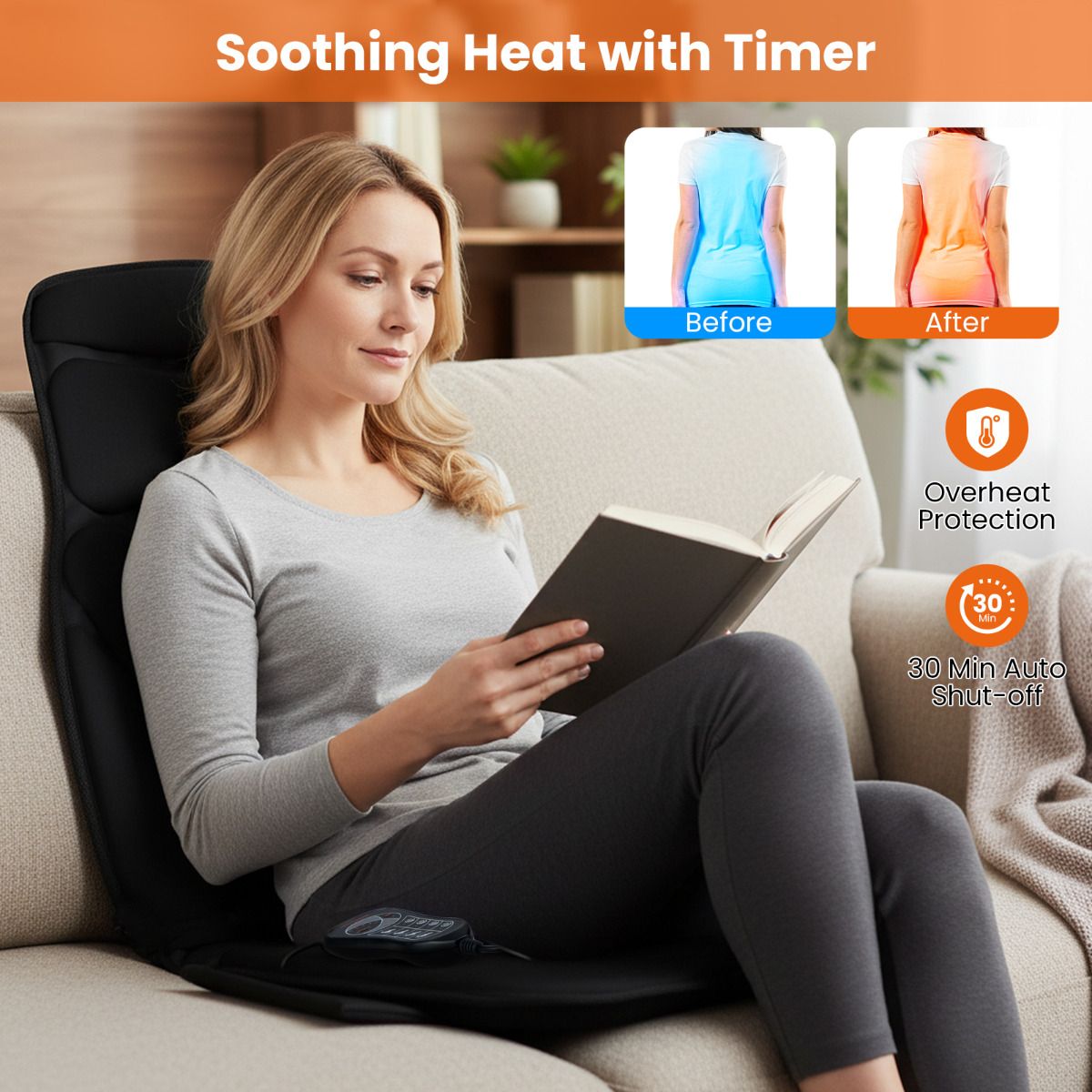 Electric Back Massage Seat Cushion with Heat