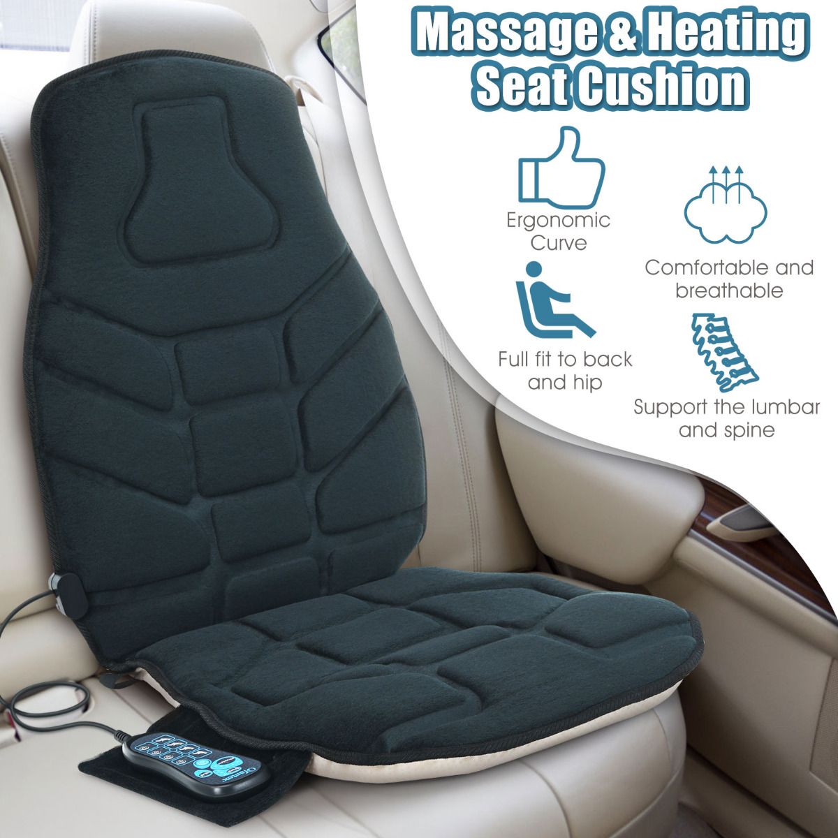 Memory Foam Massage Seat Cushion with Vibration Modes