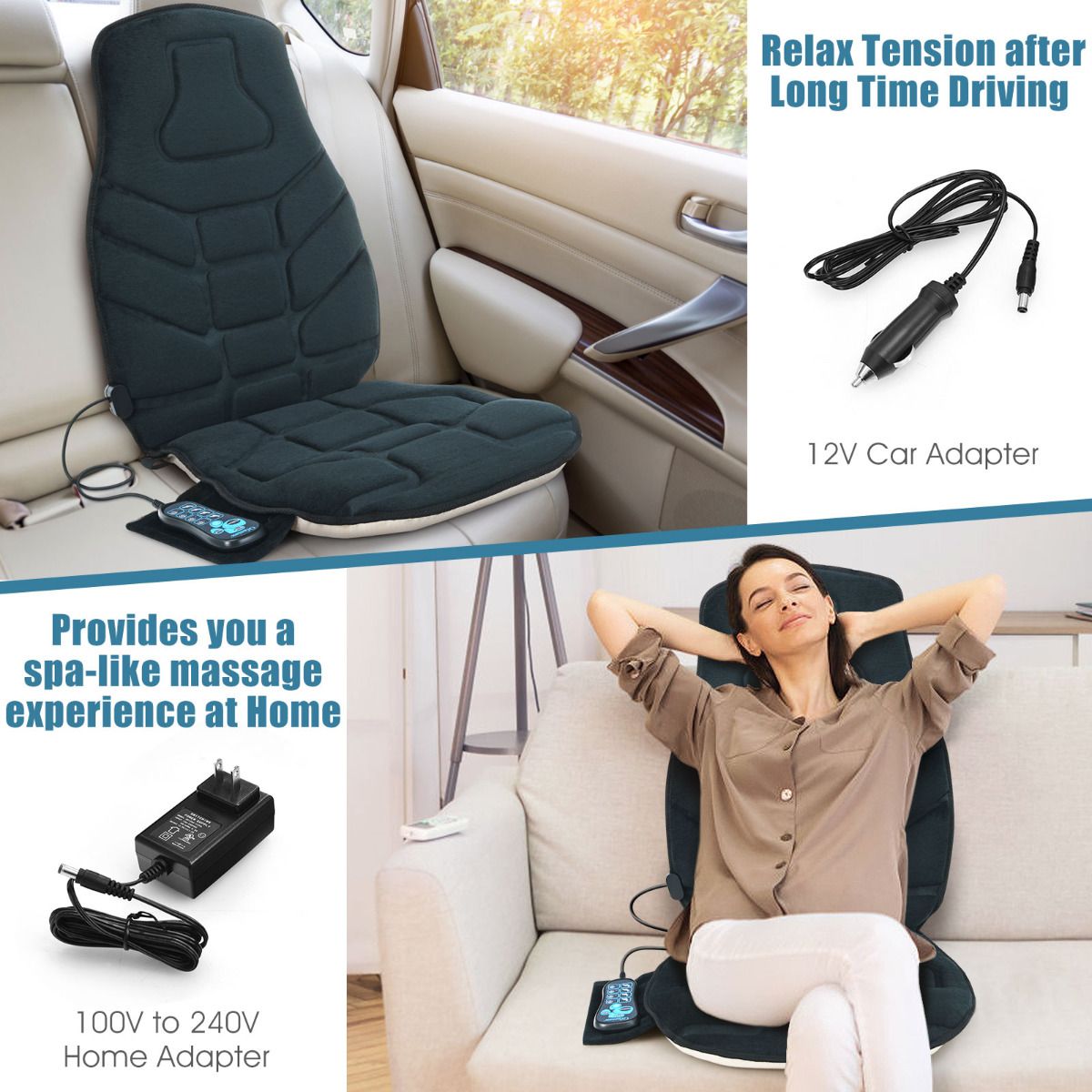 Memory Foam Massage Seat Cushion with Vibration Modes