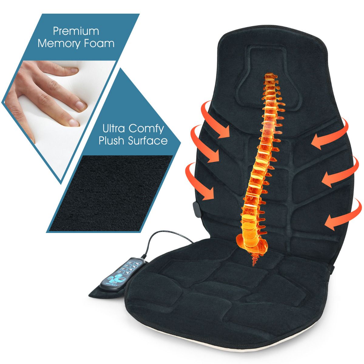 Memory Foam Massage Seat Cushion with Vibration Modes