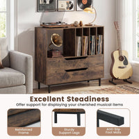 Mid Century Turntable Stand with Open Compartment