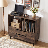 Mid Century Turntable Stand with Open Compartment