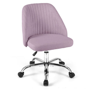 Modern Armless Office Chair with Upholstered Seat and Smooth Rolling Casters