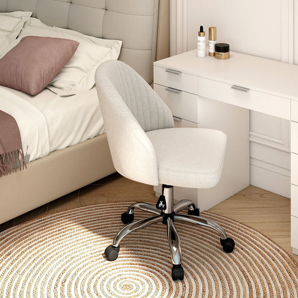 Modern Armless Office Chair with Upholstered Seat and Smooth Rolling Casters