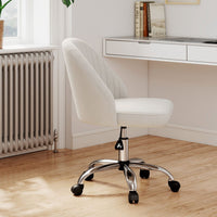 Modern Armless Office Chair with Upholstered Seat and Smooth Rolling Casters