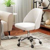 Modern Armless Office Chair with Upholstered Seat and Smooth Rolling Casters