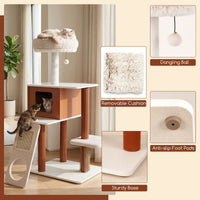 Modern Cat Tree Tower with Scratching Post and Groomer Brush