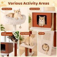 Modern Cat Tree Tower with Scratching Post and Groomer Brush