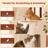 Modern Cat Tree Tower with Scratching Post and Groomer Brush