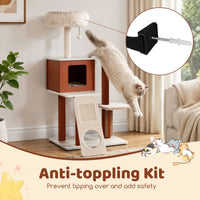 Modern Cat Tree Tower with Scratching Post and Groomer Brush