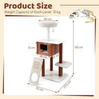 Modern Cat Tree Tower with Scratching Post and Groomer Brush