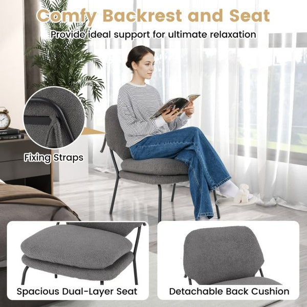 Modern Upholstered Accent Chair with Teddy Fleece Fabric Covering