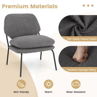 Modern Upholstered Accent Chair with Teddy Fleece Fabric Covering