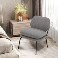 Modern Upholstered Accent Chair with Teddy Fleece Fabric Covering