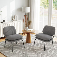 Modern Upholstered Accent Chair with Teddy Fleece Fabric Covering