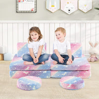 Modular Kids Play Couch Set with Machine-washable Flannel Covers