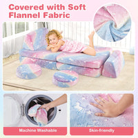 Modular Kids Play Couch Set with Machine-washable Flannel Covers