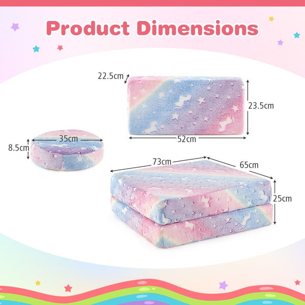 Modular Kids Play Couch Set with Machine-washable Flannel Covers
