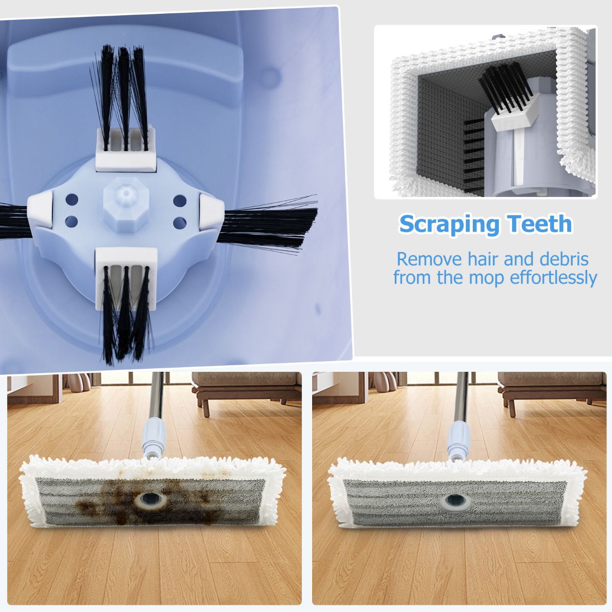 Mop and Bucket Set Hands-Free Washing
