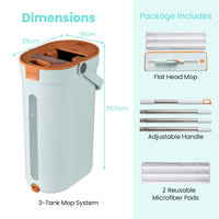 Mop and Bucket Set with Wringer and Washable Microfiber Pads