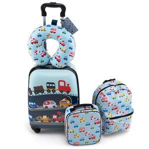 5 Piece Kids Luggage Set with Backpack and Neck Pillow & Name Tag